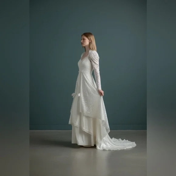 CUSTOM HANDMADE VINTAGE LACE WEDDING DRESS HEIRLOOM ELOPEMENT 1980’s 👰‍♀️🏵️
